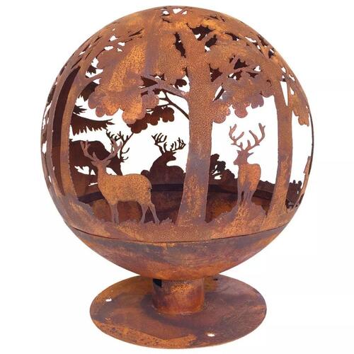 Esschert Design laserudskåret ildsted 57,5 x 57 x 66 cm rustfarvet FF261