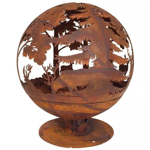Esschert Design laserudskåret ildsted 57,5 x 57 x 66 cm rustfarvet FF261