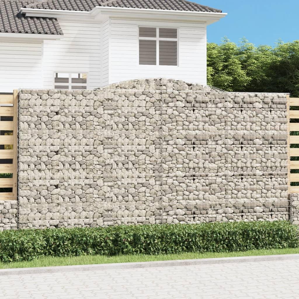 Buede gabionkurve 8 stk. - 400×30×220/240 cm galvaniseret jern