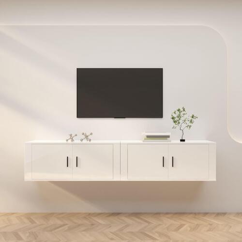 Væghængte tv-skabe 2 stk. 100x34,5x40 cm hvid højglans