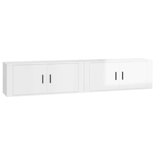 Væghængte tv-skabe 2 stk. 100x34,5x40 cm hvid højglans