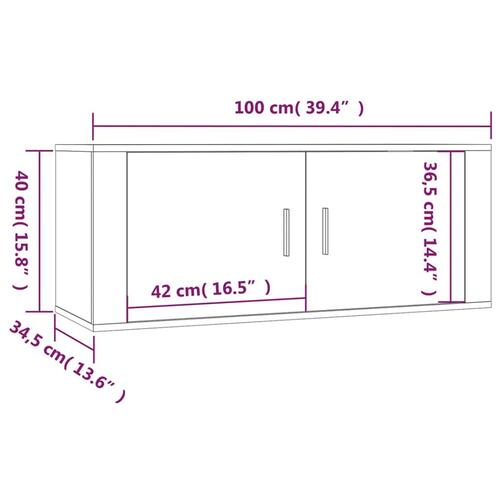 Væghængte tv-skabe 2 stk. 100x34,5x40 cm hvid højglans