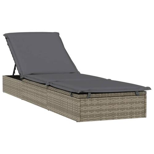 Liggestole 2 stk. med bord polyrattan grå