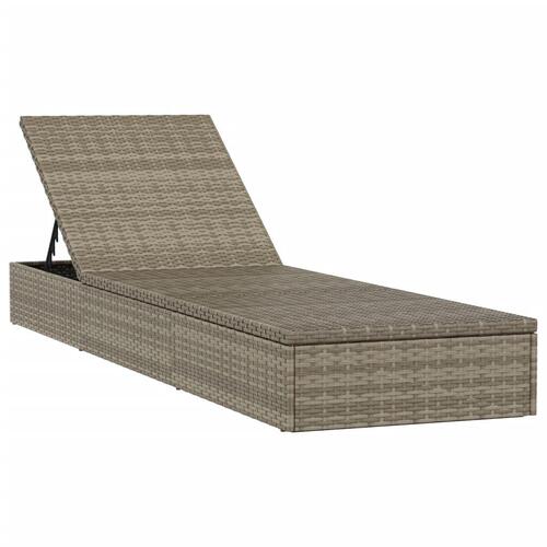 Liggestole 2 stk. med bord polyrattan grå
