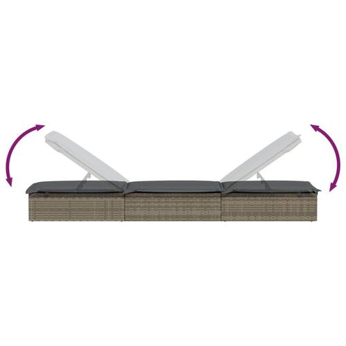 Liggestole 2 stk. med bord polyrattan grå