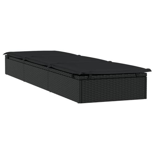 Liggestole 2 stk. med bord polyrattan sort