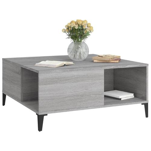 Sofabord 80x80x36,5 cm konstrueret træ grå sonoma-eg