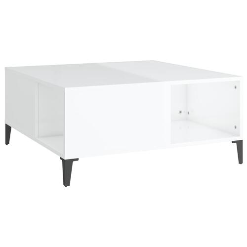 Sofabord 80x80x36,5 cm konstrueret træ hvid højglans