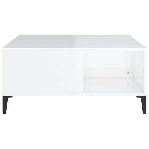 Sofabord 80x80x36,5 cm konstrueret træ hvid højglans