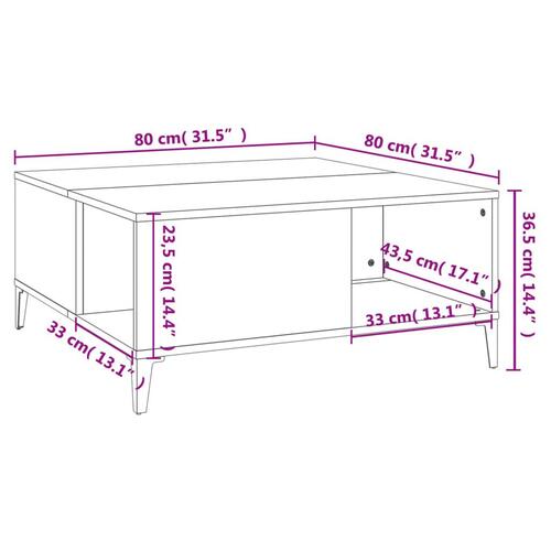 Sofabord 80x80x36,5 cm konstrueret træ hvid højglans