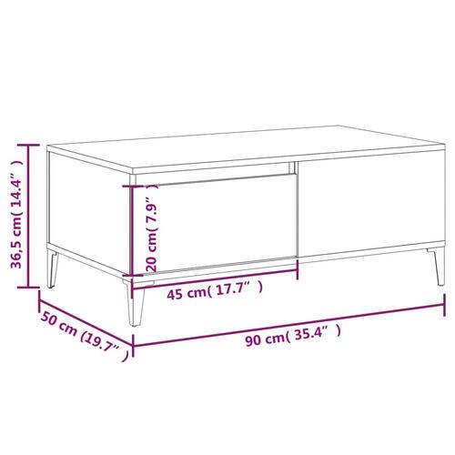 Sofabord 90x50x36,5 cm konstrueret træ betongrå