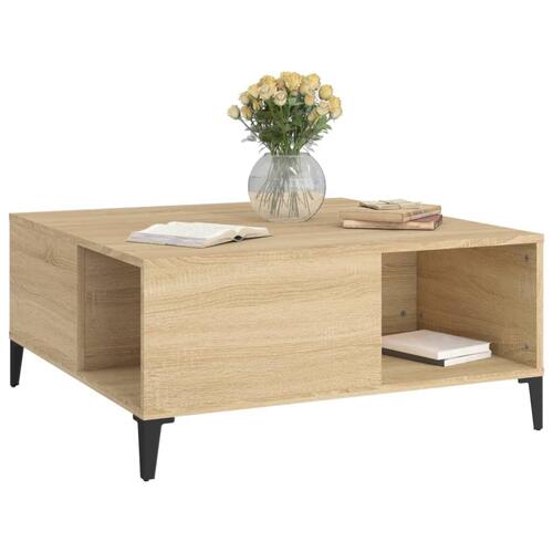 Sofabord 80x80x36,5 cm konstrueret træ sonoma-eg