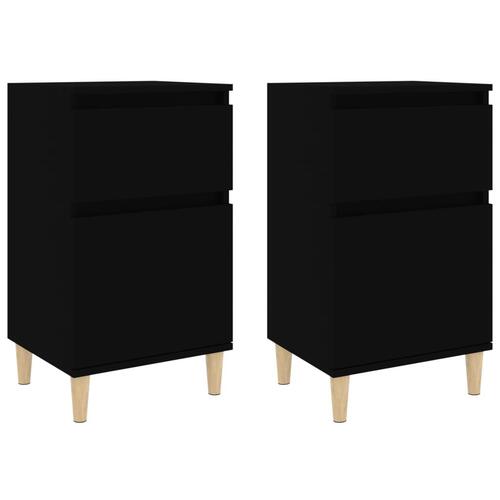 Sengeborde 2 stk. 40x35x70 cm sort