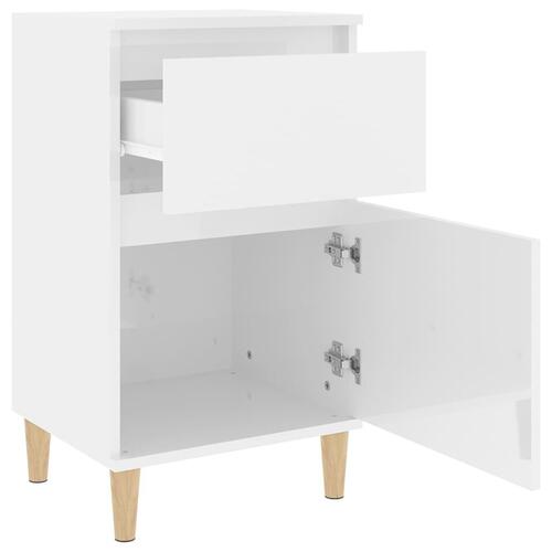 Sengeborde 2 stk. 40x35x70 cm hvid højglans