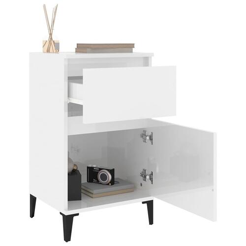 Sengeborde 2 stk. 40x35x70 cm hvid højglans
