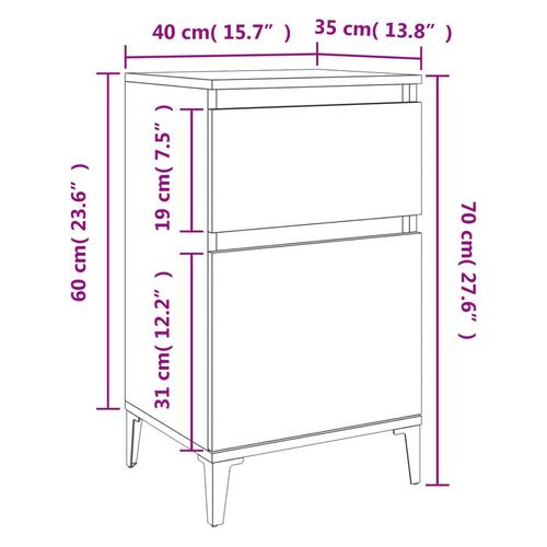 Sengeborde 2 stk. 40x35x70 cm betongrå