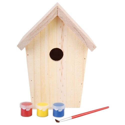Esschert Design DIY gør-det-selv-fuglehus med maling 14,8 x 11,7 x 20 cm KG145