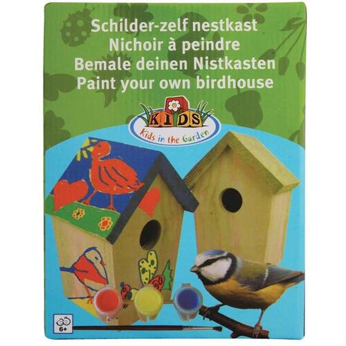 Esschert Design DIY gør-det-selv-fuglehus med maling 14,8 x 11,7 x 20 cm KG145