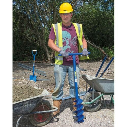 pælespade med bor 1070 x 155 mm blå 24414