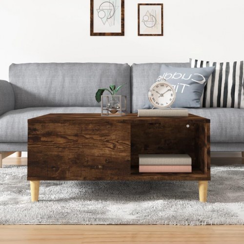 Sofabord 80x80x36,5 cm konstrueret træ røget egetræsfarve