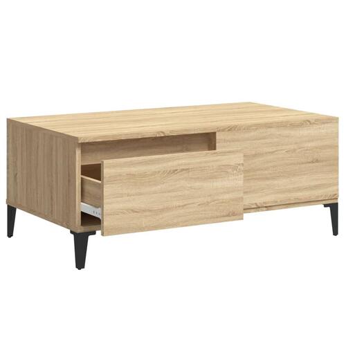 Sofabord 90x50x36,5 cm konstrueret træ sonoma-eg