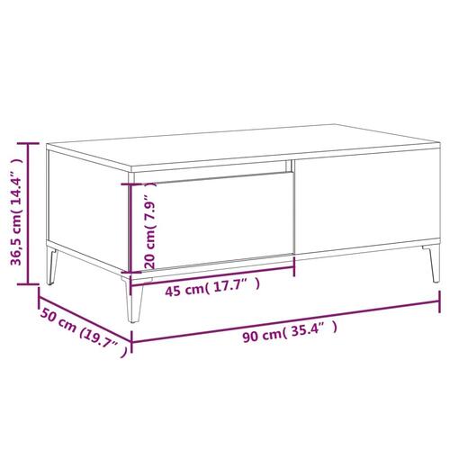 Sofabord 90x50x36,5 cm konstrueret træ sonoma-eg