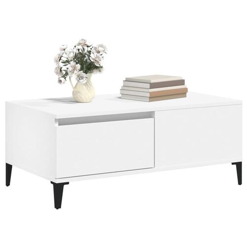 Sofabord 90x50x36,5 cm konstrueret træ hvid