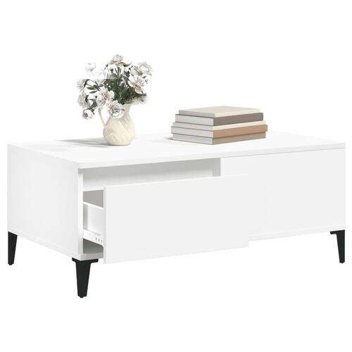 Sofabord 90x50x36,5 cm konstrueret træ hvid