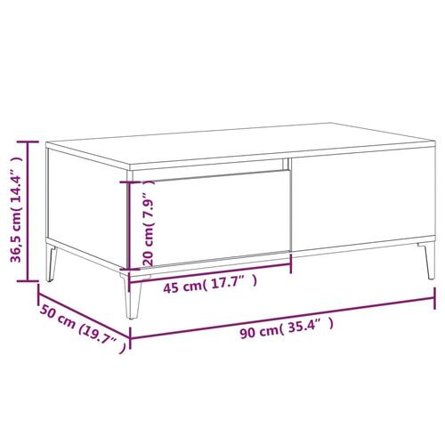 Sofabord 90x50x36,5 cm konstrueret træ røget egetræsfarve