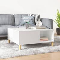 Sofabord 80x80x36,5 cm konstrueret træ hvid højglans