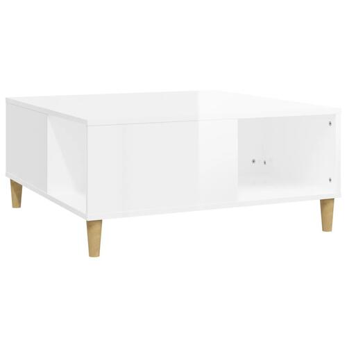 Sofabord 80x80x36,5 cm konstrueret træ hvid højglans