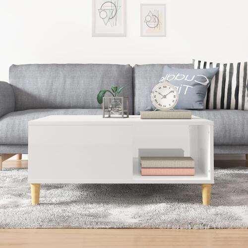 Sofabord 80x80x36,5 cm konstrueret træ hvid højglans