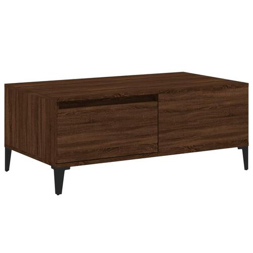 Sofabord 90x50x36,5 cm konstrueret træ brun egetræsfarve