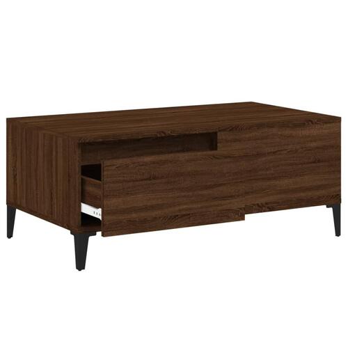 Sofabord 90x50x36,5 cm konstrueret træ brun egetræsfarve