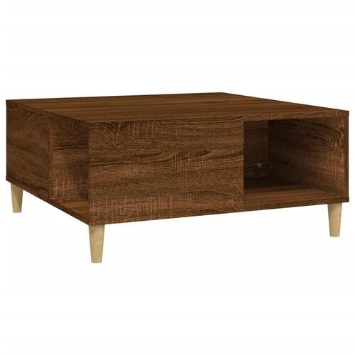 Sofabord 80x80x36,5 cm konstrueret træ brun egetræsfarve