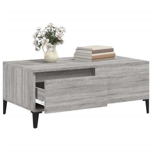 Sofabord 90x50x36,5 cm konstrueret træ grå sonoma-eg