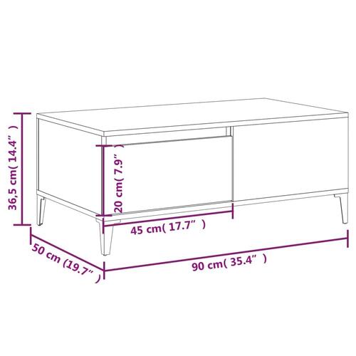 Sofabord 90x50x36,5 cm konstrueret træ grå sonoma-eg