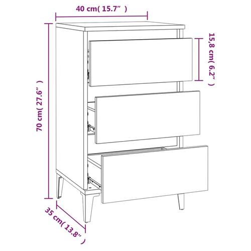 Sengebord 40x35x70 cm konstrueret træ hvid