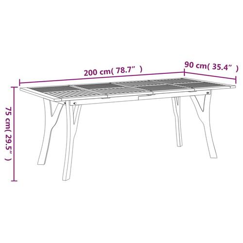 Havebord 200x90x75 cm massivt akacietræ