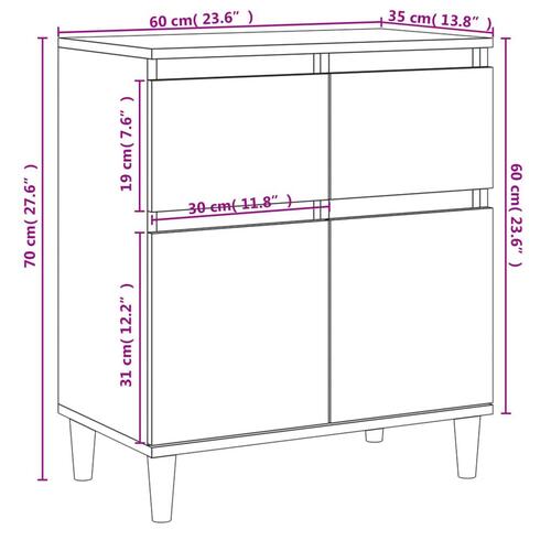 Skænk 60x35x70 cm konstrueret træ brun egetræsfarve