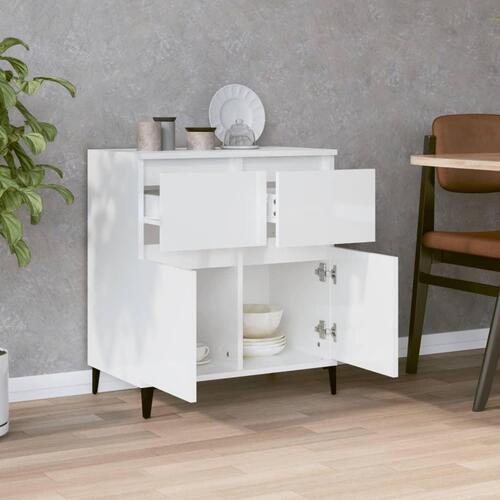 Skænk 60x35x70 cm konstrueret træ hvid højglans