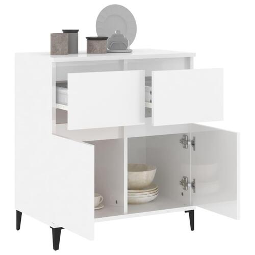 Skænk 60x35x70 cm konstrueret træ hvid højglans