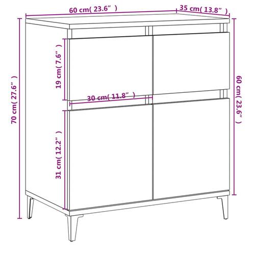 Skænk 60x35x70 cm konstrueret træ betongrå