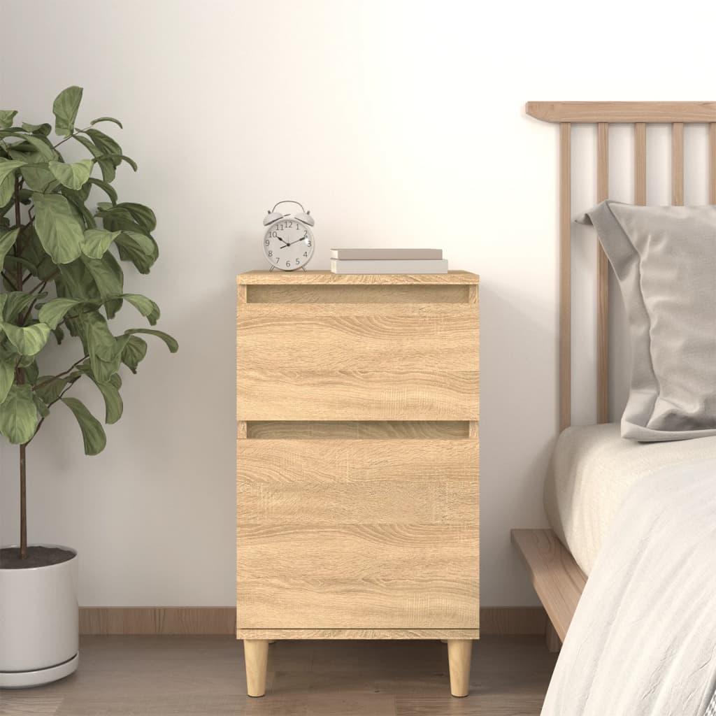 Sengebord 40 × 35 × 70 cm - sonoma-eg med 2 skuffer billede