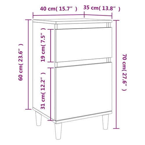 Sengeborde 2 stk. 40x35x70 cm betongrå