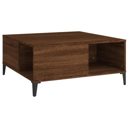 Sofabord 80x80x36,5 cm konstrueret træ brun egetræsfarve
