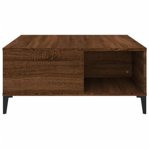 Sofabord 80x80x36,5 cm konstrueret træ brun egetræsfarve