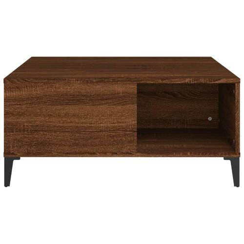 Sofabord 80x80x36,5 cm konstrueret træ brun egetræsfarve