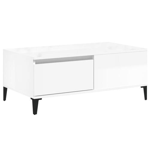 Sofabord 90x50x36,5 cm konstrueret træ hvid højglans