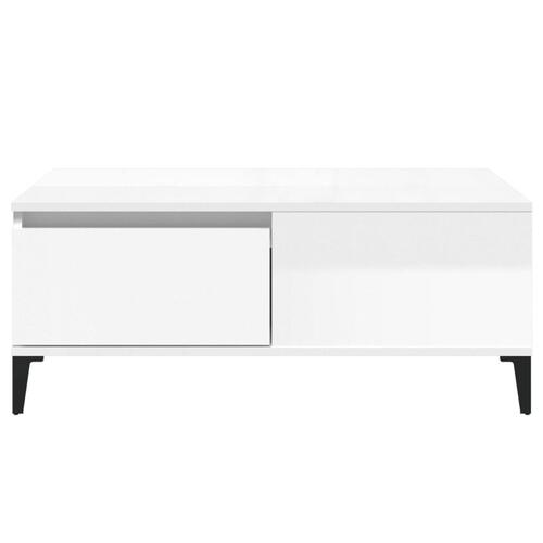 Sofabord 90x50x36,5 cm konstrueret træ hvid højglans